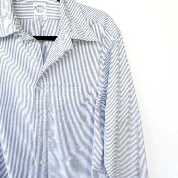 Brooks Brothers Blue White Striped 100% Cotton Button Down Shirt - Picture 4 of 8